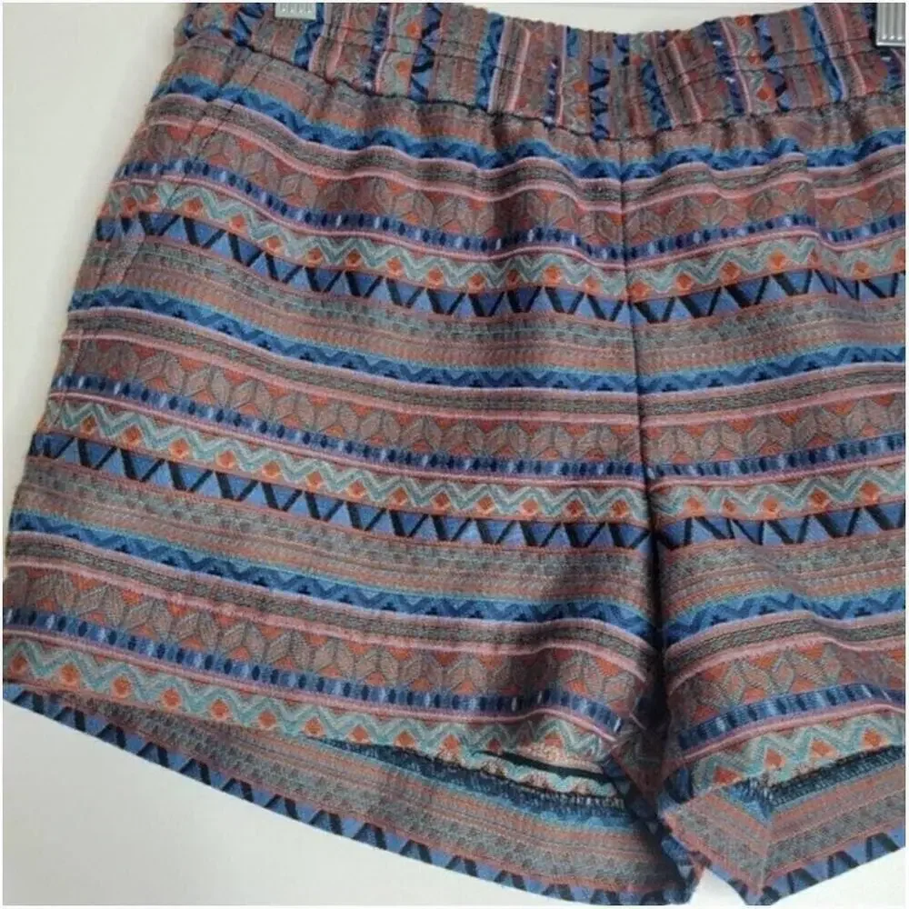 J.Crew Aztec Jacquard Boardwalk Pull On Shorts Multicolor Size 2
